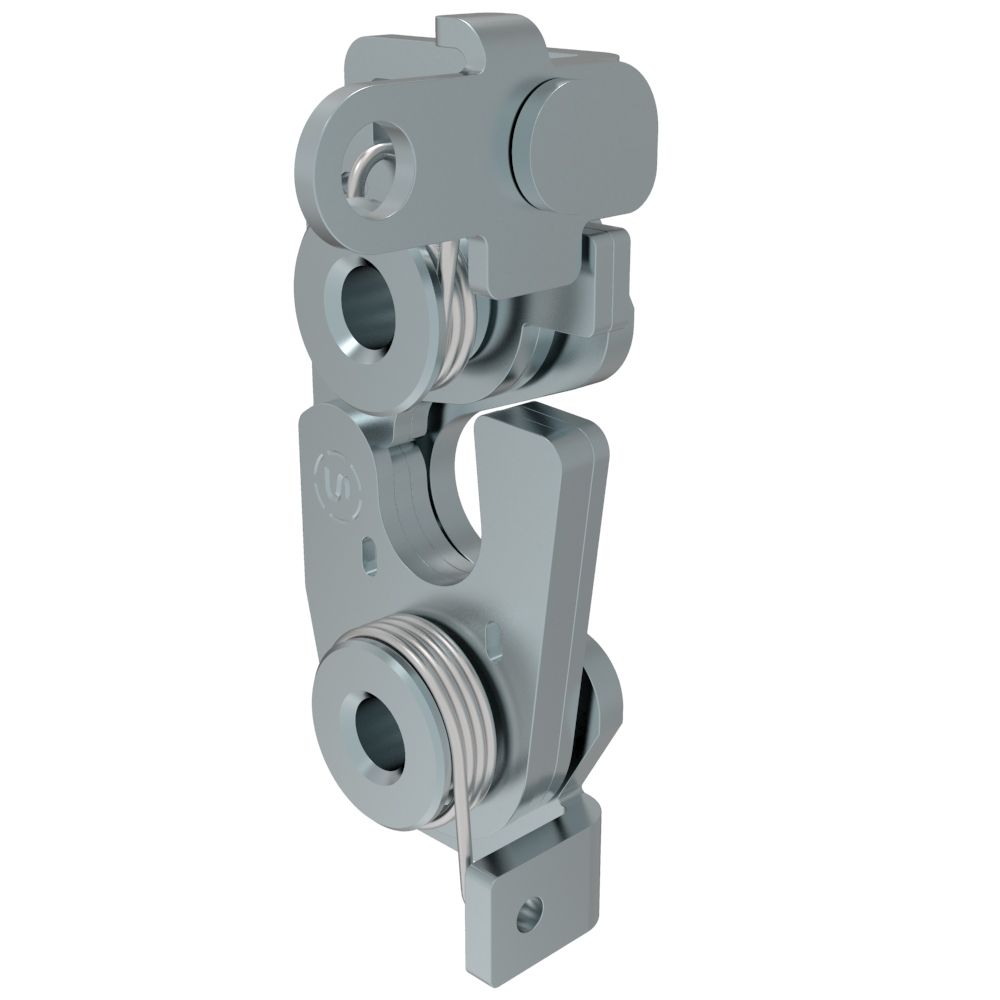 Southco Rotary Push-to-Close Latch, Large Size, Two Stage, Perpendicular Lever, M6 Thread, Steel, Zinc Plate, Bright chromate