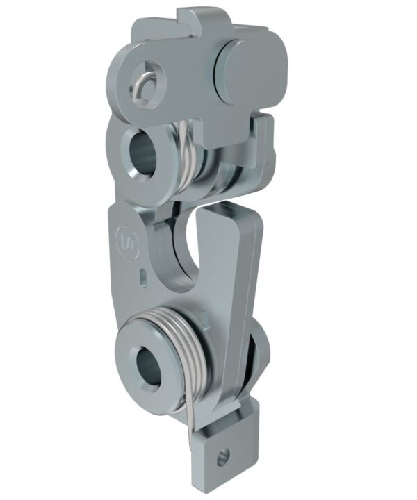 Southco Rotary Push-to-Close Latch, Large Size, Single Stage, Perpendicular Trigger, 1/4-20 Thread, Steel, Zinc Plate, Bright Chromate