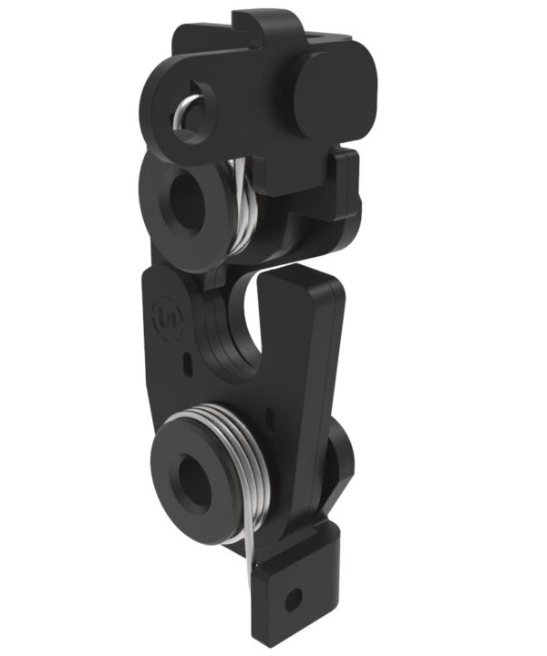 Southco Rotary Push-to-Close Latch, Large Size, Single Stage, Perpendicular Trigger, M6 Thread, Steel, Zinc Nickel, Black