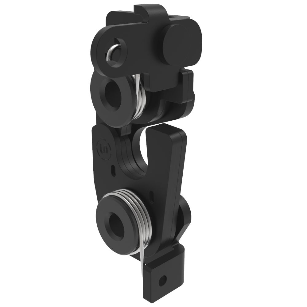 Southco Rotary Push-to-Close Latch, Large Size, Two Stage, Perpendicular Trigger, 1/4-20 Thread, Steel, Zinc Nickel, Black