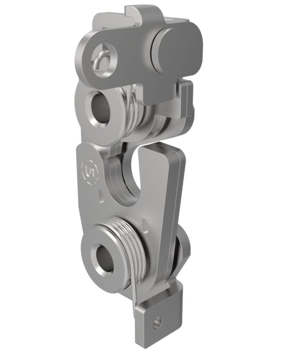 Southco Rotary Push-to-Close Latch, Large Size, Two Stage, Perpendicular Lever, M6 X 1 Thread, Stainless Steel, Passivated, Natural