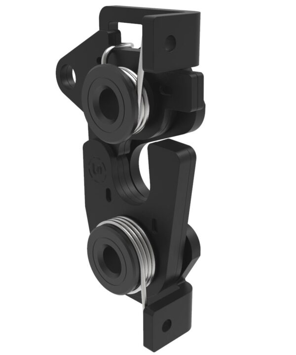 Southco Rotary Push-to-Close Latch, Large Size, Single Stage, Bottom Trigger, M6 Thread, Steel, Zinc Nickel, Black
