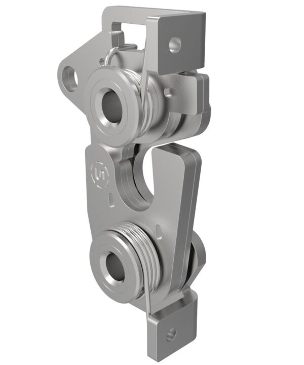 Southco Rotary Push-to-Close Latch, Large Size, Single Stage, Bottom Trigger, M6 X 1 Thread, Stainless Steel, Passivated, Natural