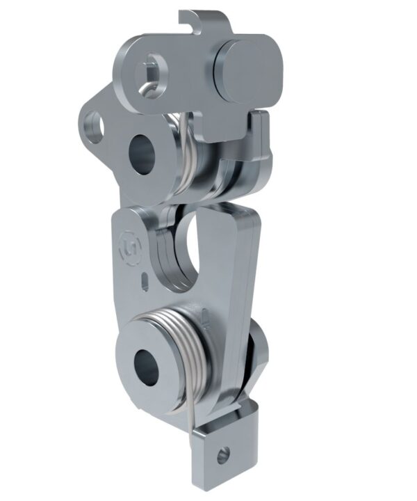 Southco Rotary Push-to-Close Latch, Large Size, Single Stage, Dual Trigger, Perpendicular / Bottom, 1/4-20 Thread, Steel, Zinc Plate, Bright Chromate