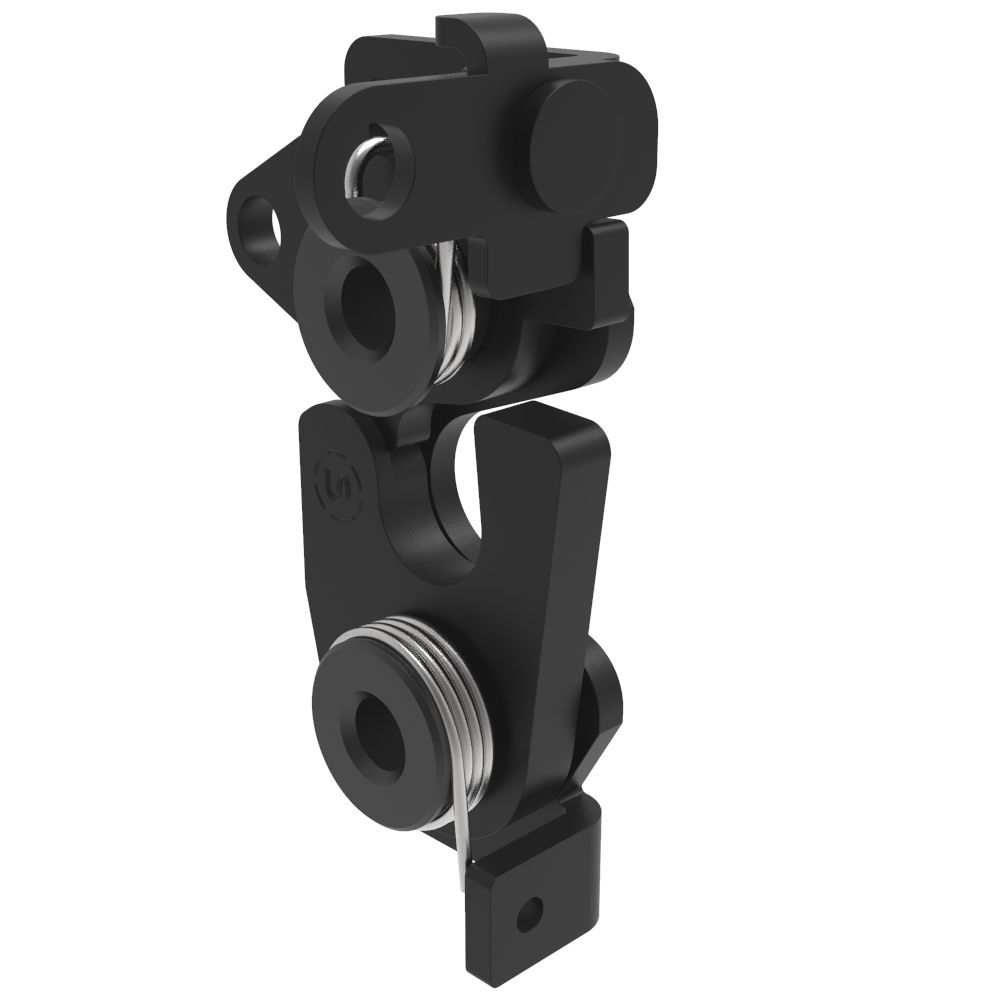 Southco Rotary Push-to-Close Latch, Large Size, Two Stage, Dual Trigger, Perpendicular / Bottom Trigger, M6 Thread, Steel, Zinc Nickel, Black