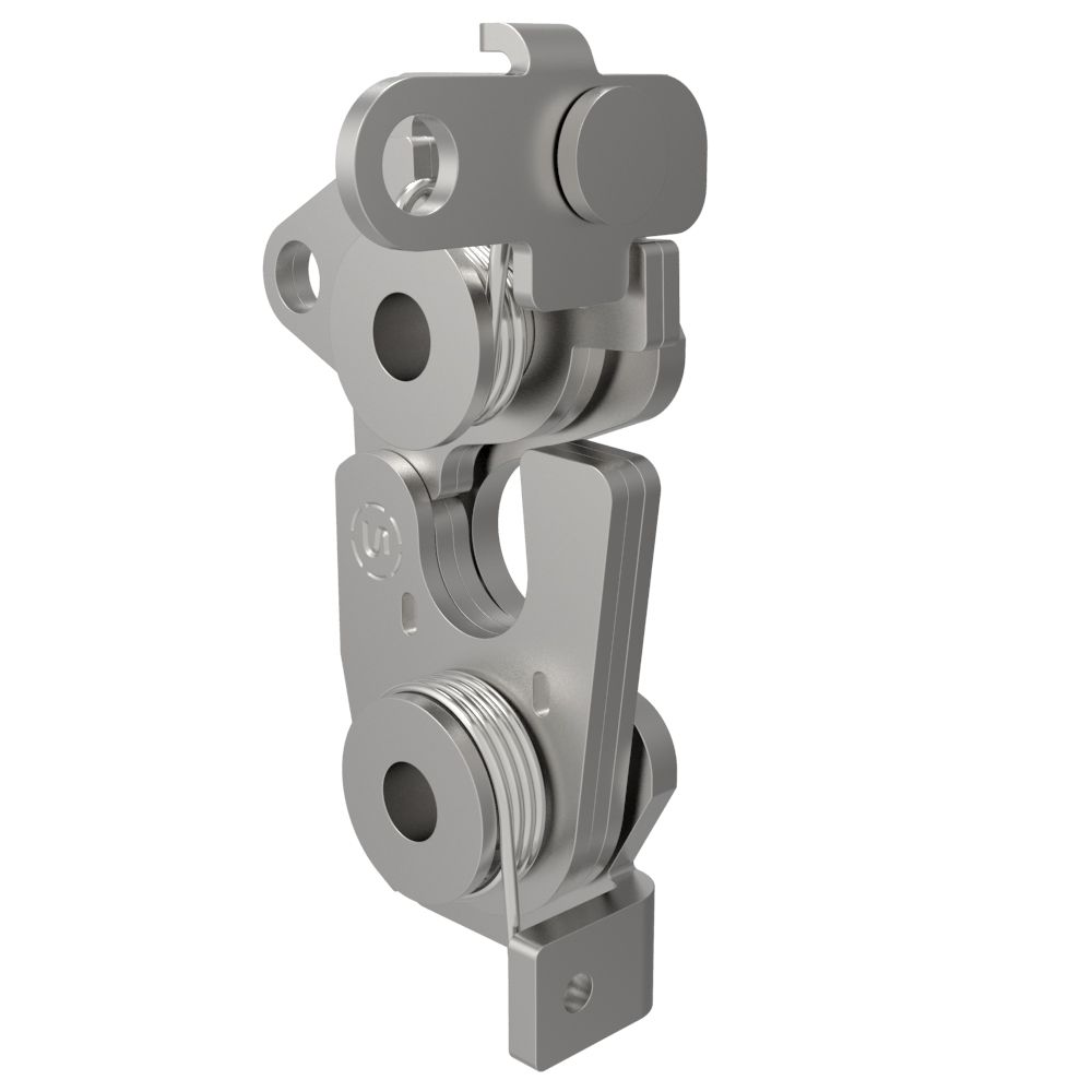 Southco Rotary Push-to-Close Latch, Large Size, Single Stage, Dual Trigger, Perpendicular / Bottom, M6 X 1 Thread, Stainless Steel, Passivated, Natural