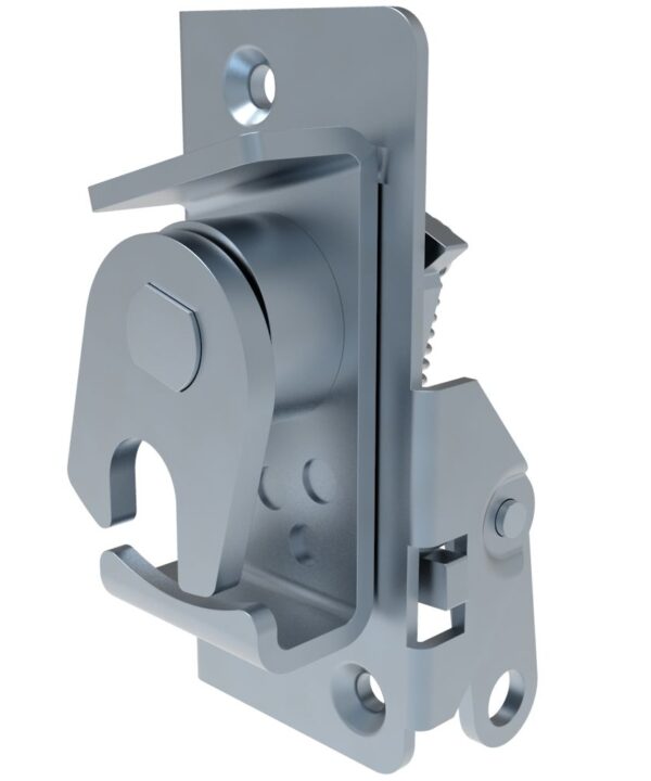 Southco Rotary Push-to-Close Latch, Medium Size, In-Line Lever, M6 Thread, Steel, Zinc Plate, Bright chromate