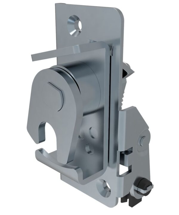 Southco Rotary Push-to-Close Latch, Medium Size, In-Line Lever, M6 Thread, Steel, Zinc Plate, Bright chromate