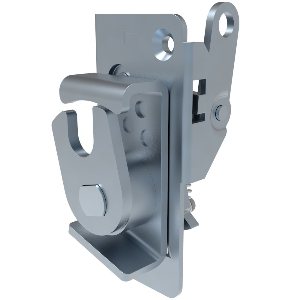 Southco Rotary Push-to-Close Latch, Medium Size, In-Line Lever, M6 Thread, Steel, Zinc Plate, Bright chromate
