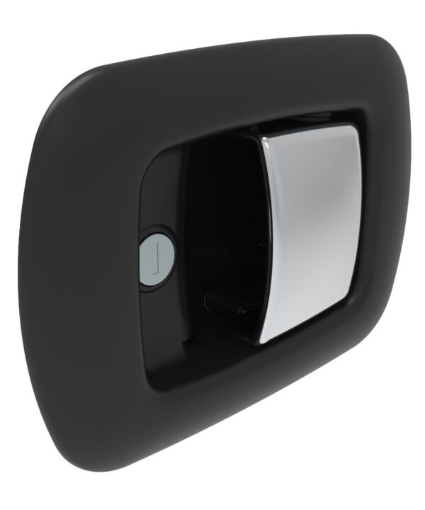 Southco Rotary Push-to-Close Latch, Paddle Actuated, Single Stage, Key Locking, Polished Chrome Handle