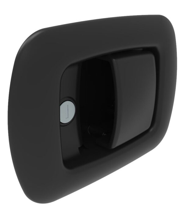 Southco Rotary Push-to-Close Latch, Paddle Actuated, Two Stage, Key Locking, Black Powder Coat Handle