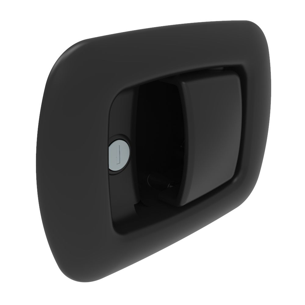 Southco Rotary Push-to-Close Latch, Paddle Actuated, Two Stage, Key Locking, Black Powder Coat Handle