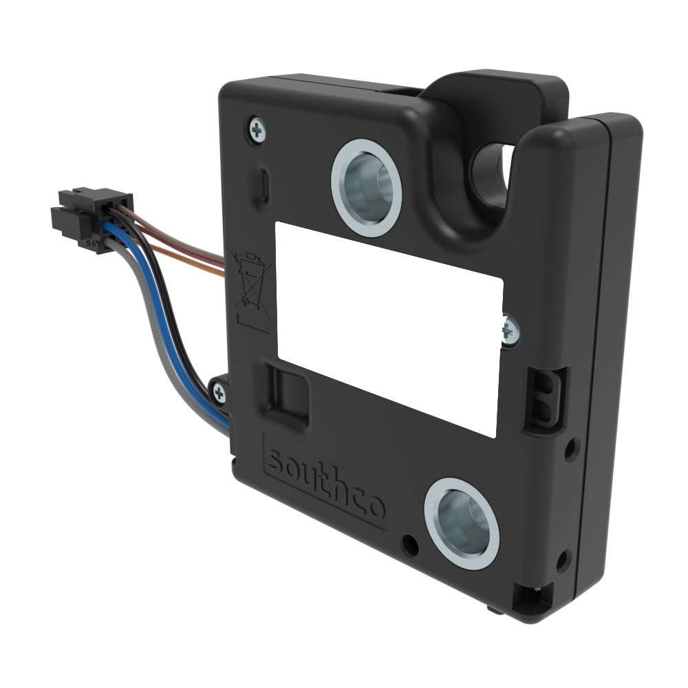 Southco Electronic Rotary Push-to-Close Latch, Delayed Relock, With Cam Switch, Non-sealed Connector, M5 X 0.8, PC/ABS Blend, 0